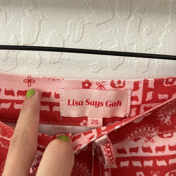 Lisa Says Gah Robyn Paisley Floral Butterfly Pink Wide Leg High Rise Jean 25 - Picture 7 of 8